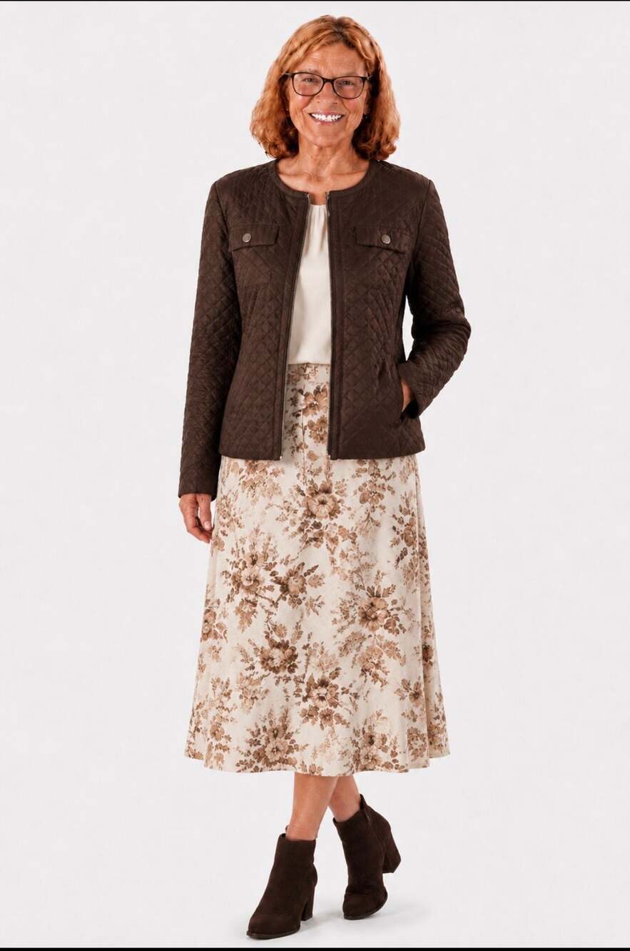 Chico's Brown Quilted Jacket, Sz 0